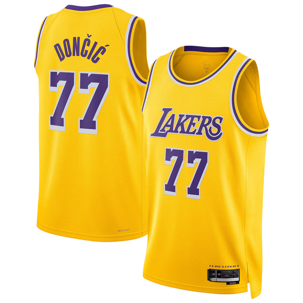 Fenge LA.Lakers #77 Luka Doncic Dri-Fit Swingman Stitched Jerseys