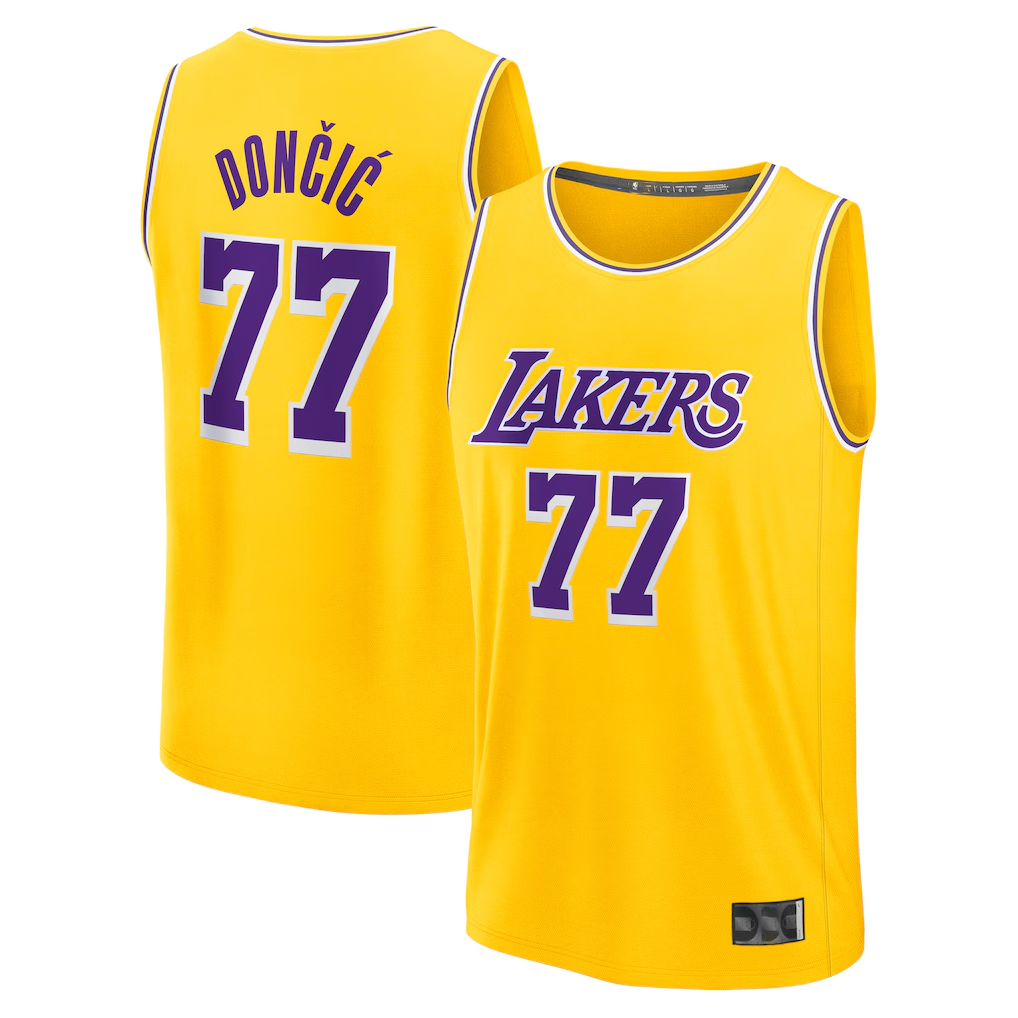 Fenge LA.Lakers #77 Luka Don?i? Gold Fast Break Replica Player Stitched Jerseys - Icon Edition