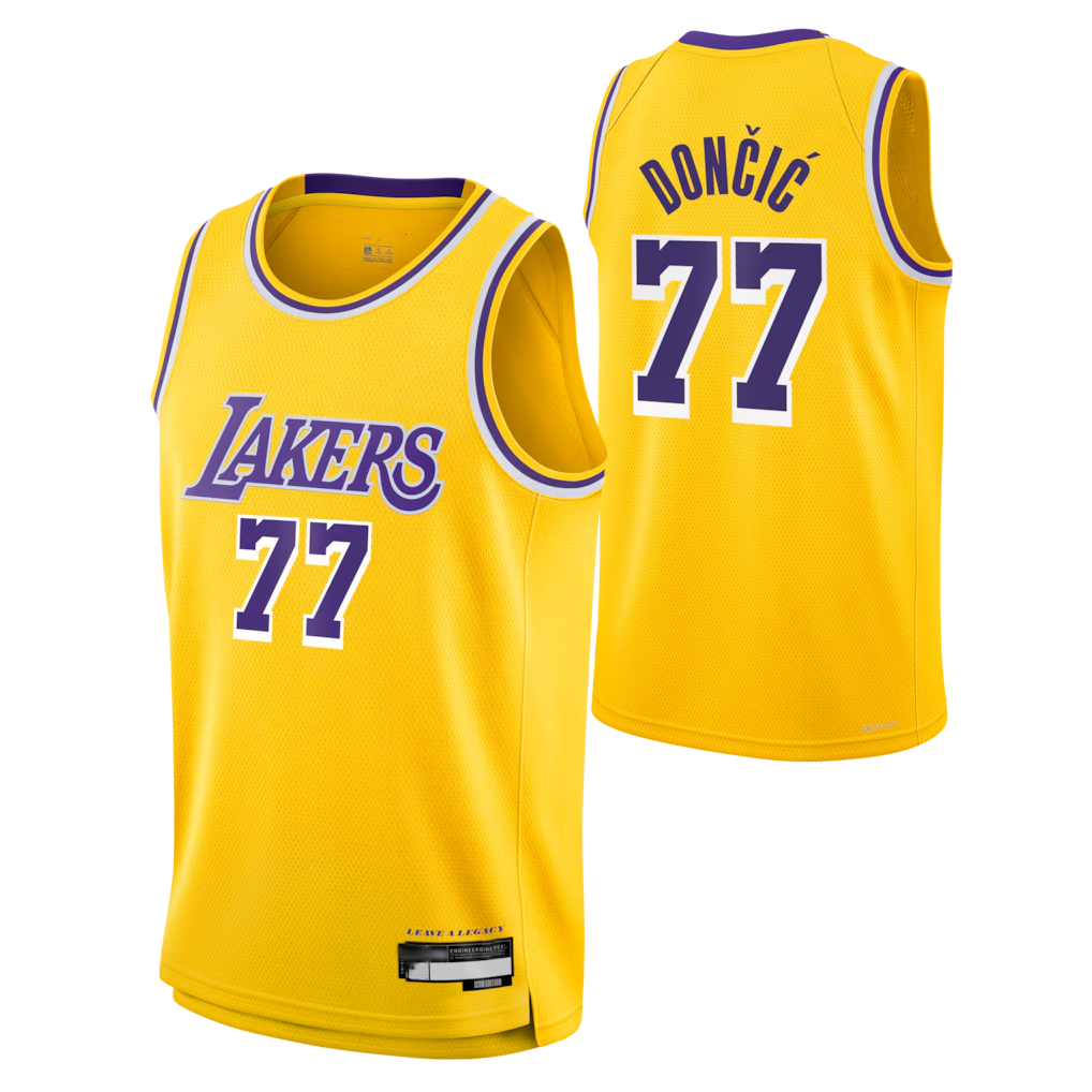 Fenge LA.Lakers #77 Luka Don?i? Gold Swingman Stitched Jerseys - Icon Edition