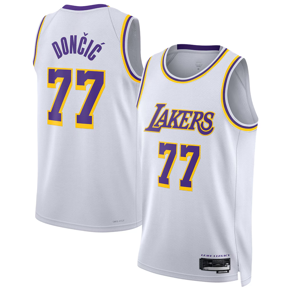 Fenge LA.Lakers #77 Luka Don?i? White Swingman Stitched Jerseys - Association Edition