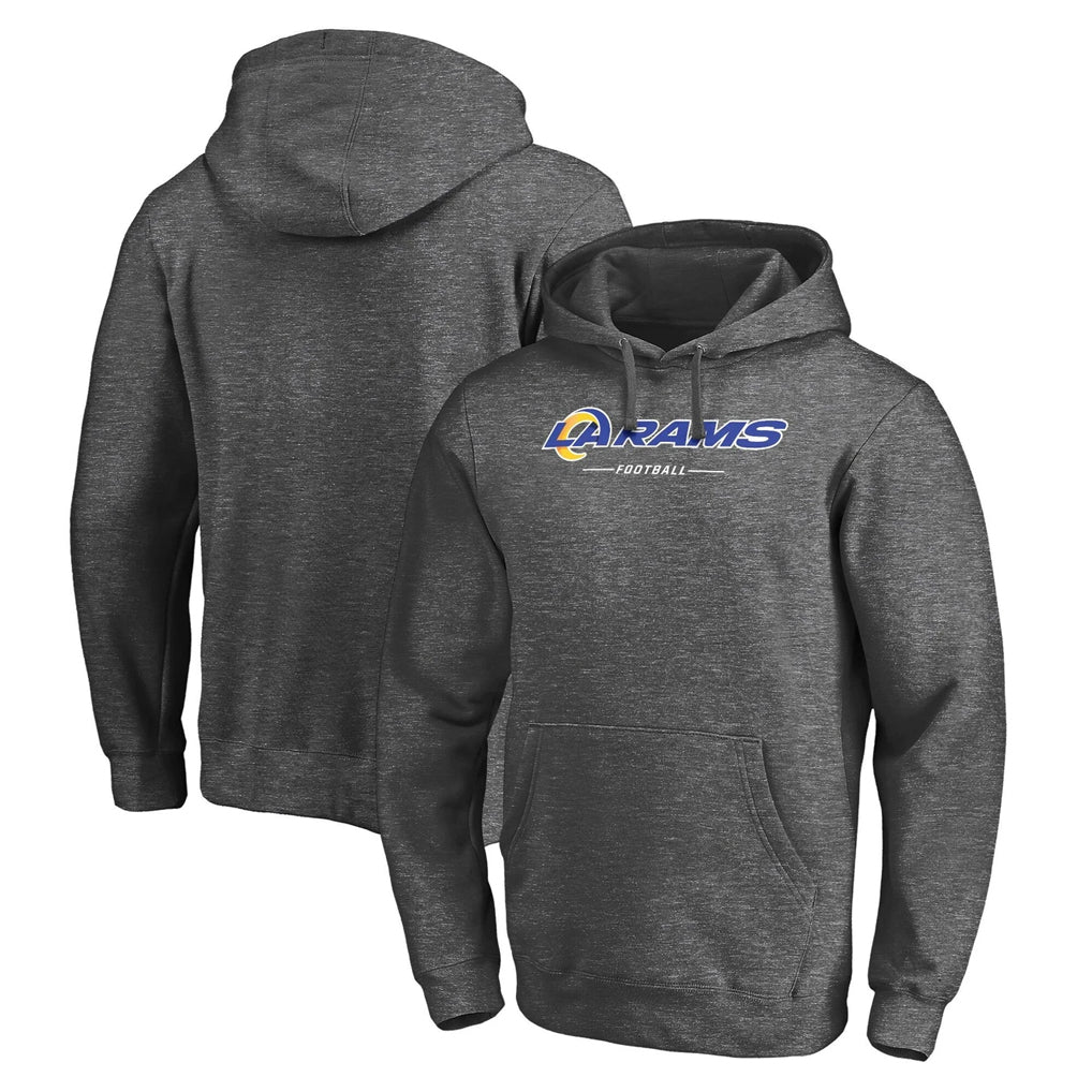Fenge LA.Rams Gray LOGO Pullover Hoodie Limited Game Blank Player Stitched Jerseys