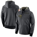 Fenge LA.Rams Gray Pullover Hoodie Limited Game Blank Player Stitched Jerseys