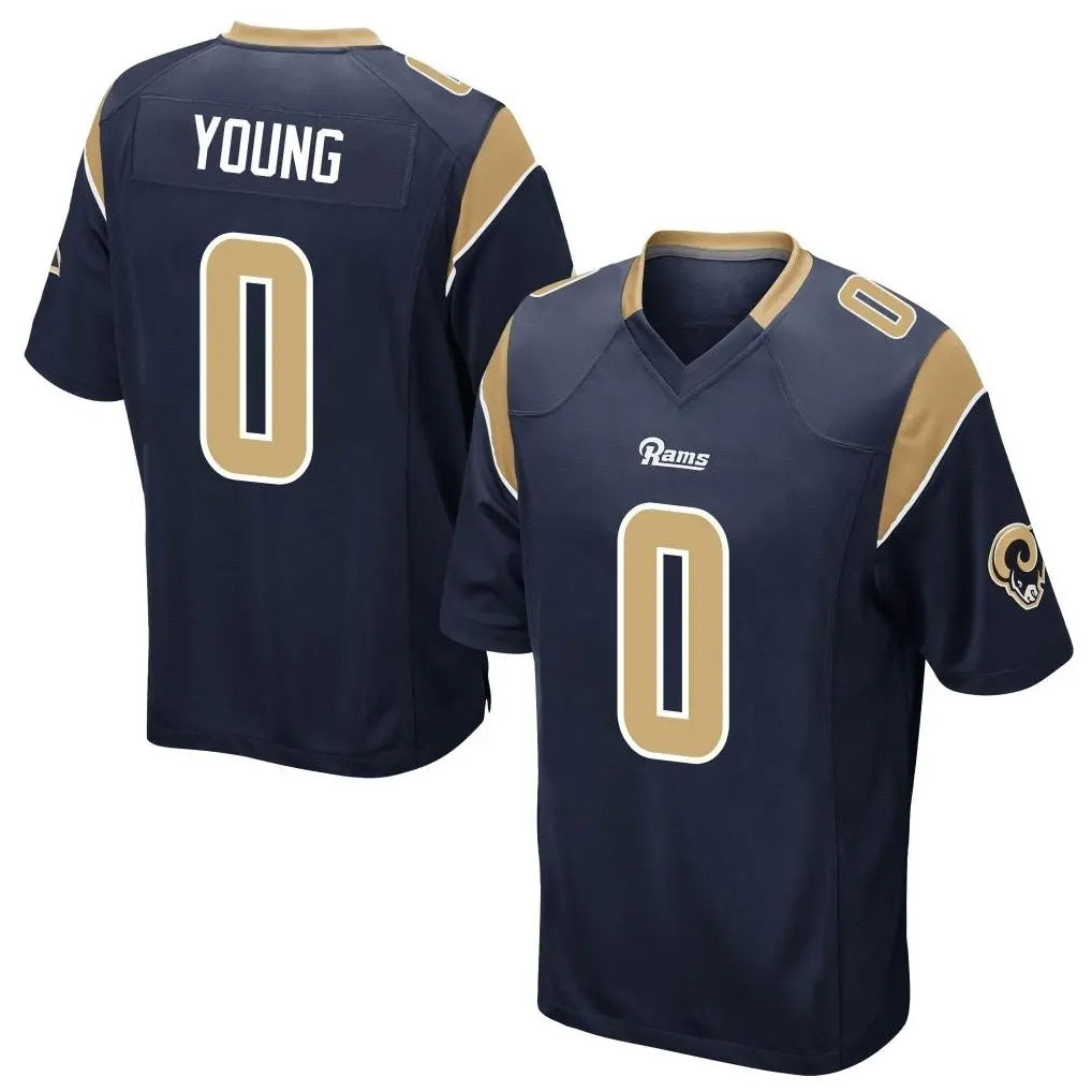 Fenge LA.Rams #0 Byron Young Player Navy Home Game Stitched Jerseys