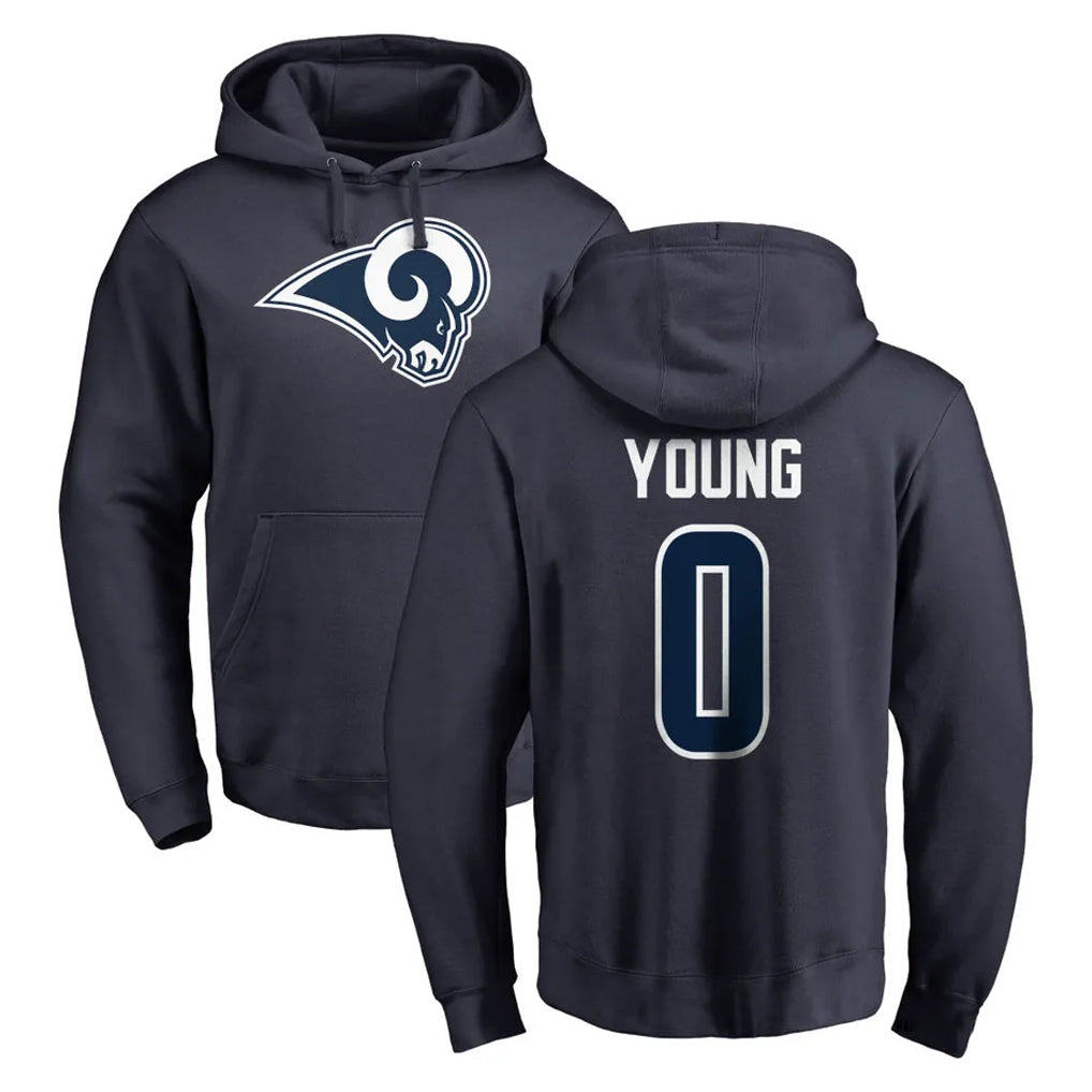 Fenge LA.Rams #0 Byron Young Player Navy Pullover Hoodie Limited Game Stitched Jerseys