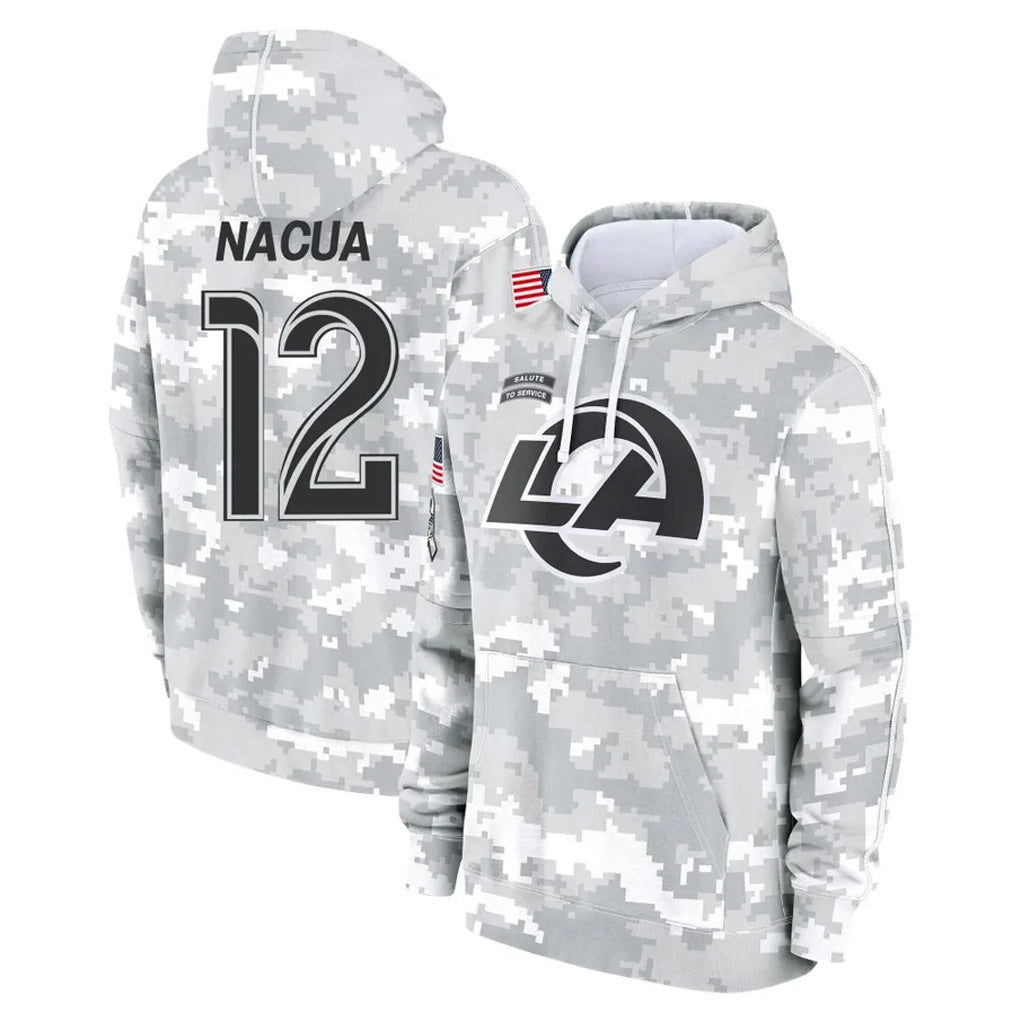 Fenge LA.Rams #12 Puka Nacua Player Arctic Camo Salute to Service Hoodies Limited Game Stitched Jerseys