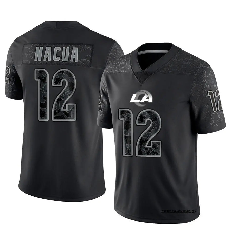 Fenge LA.Rams #12 Puka Nacua Player Black REFLECTIVE Limited Stitched Jerseys