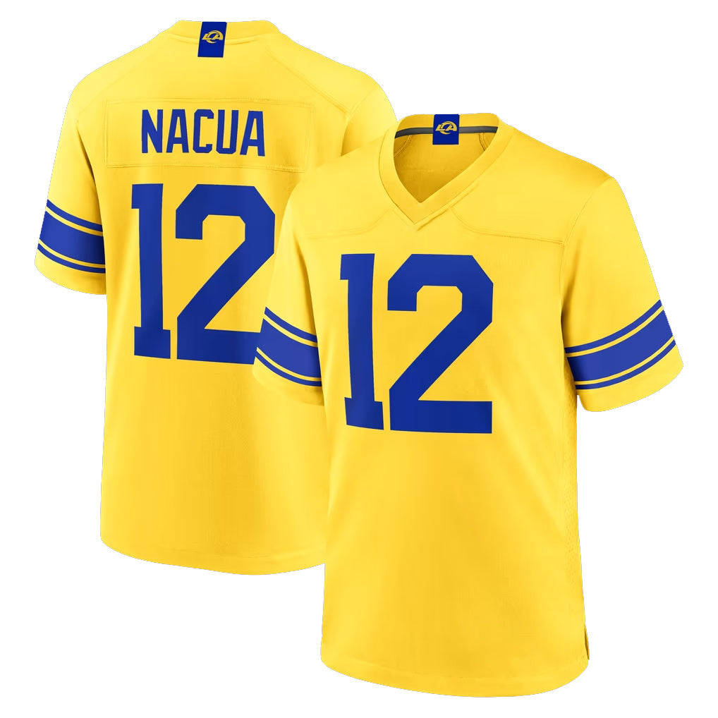 Fenge LA.Rams #12 Puka Nacua Player Gold Classic Sol Home Game Stitched Jerseys