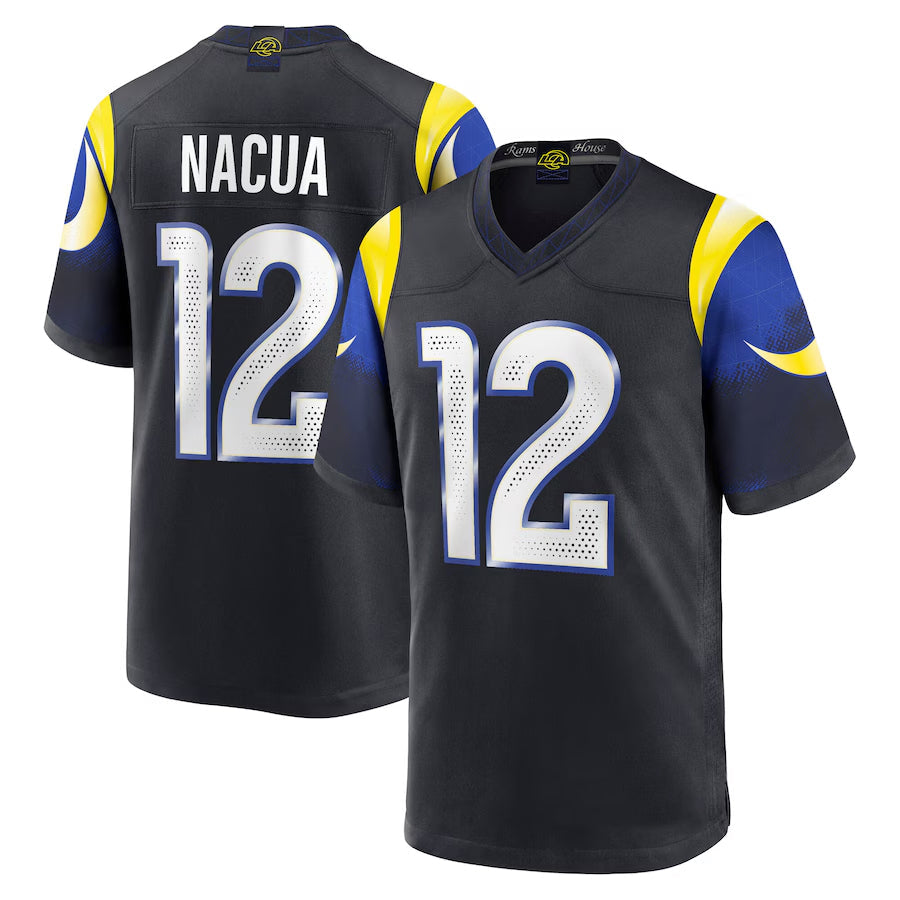Fenge LA.Rams #12 Puka Nacua Player Midnight Blue Rivalries Collection Game Stitched Jerseys