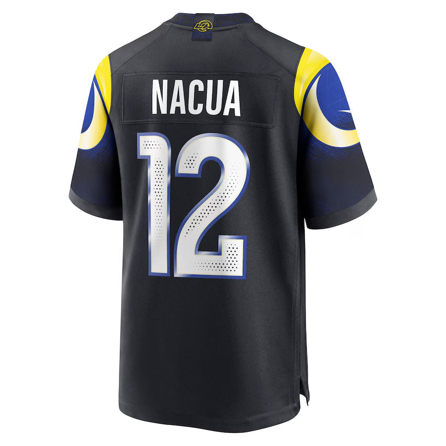 Fenge LA.Rams #12 Puka Nacua Player Midnight Blue Rivalries Collection Game Stitched Jersey