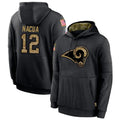 Fenge LA.Rams #12 Puka Nacua Player Salute to Service Black Hoodies Stitched Jerseys