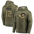 Fenge LA.Rams #12 Puka Nacua Player Salute to Service Olive Hoodies Stitched Jerseys