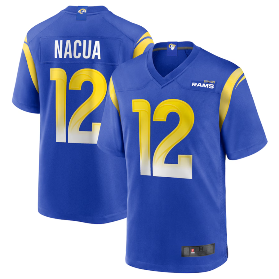 Fenge LA.Rams #12 Puka Nacua Royal Game Player Jersey American Stitched Jerseys