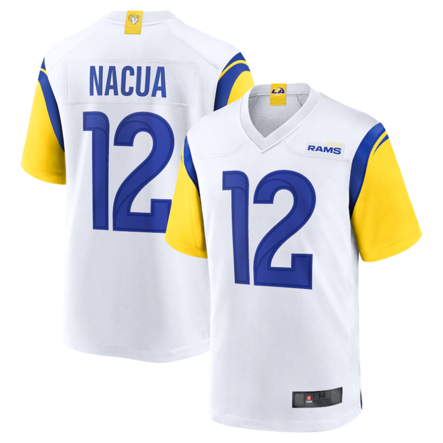 Fenge LA.Rams #12 Puka Nacua White Game Player Jersey American Stitched Jerseys
