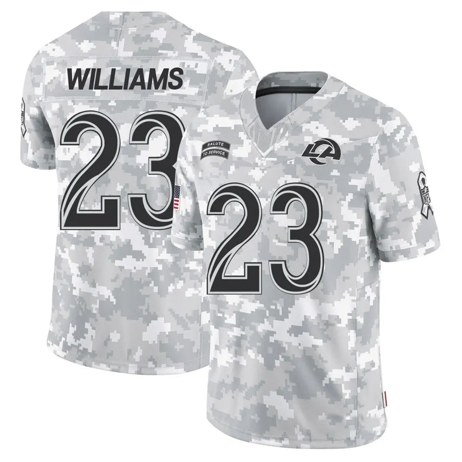 Fenge LA.Rams #23 Kyren Williams Player Arctic Camo Salute to Service Limited Stitched Jerseys