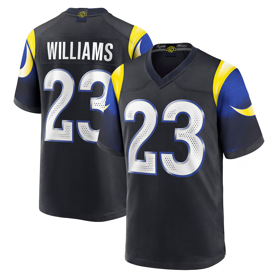 Fenge LA.Rams #23 Kyren Williams Player Midnight Blue Rivalries Collection Game Stitched Jersey