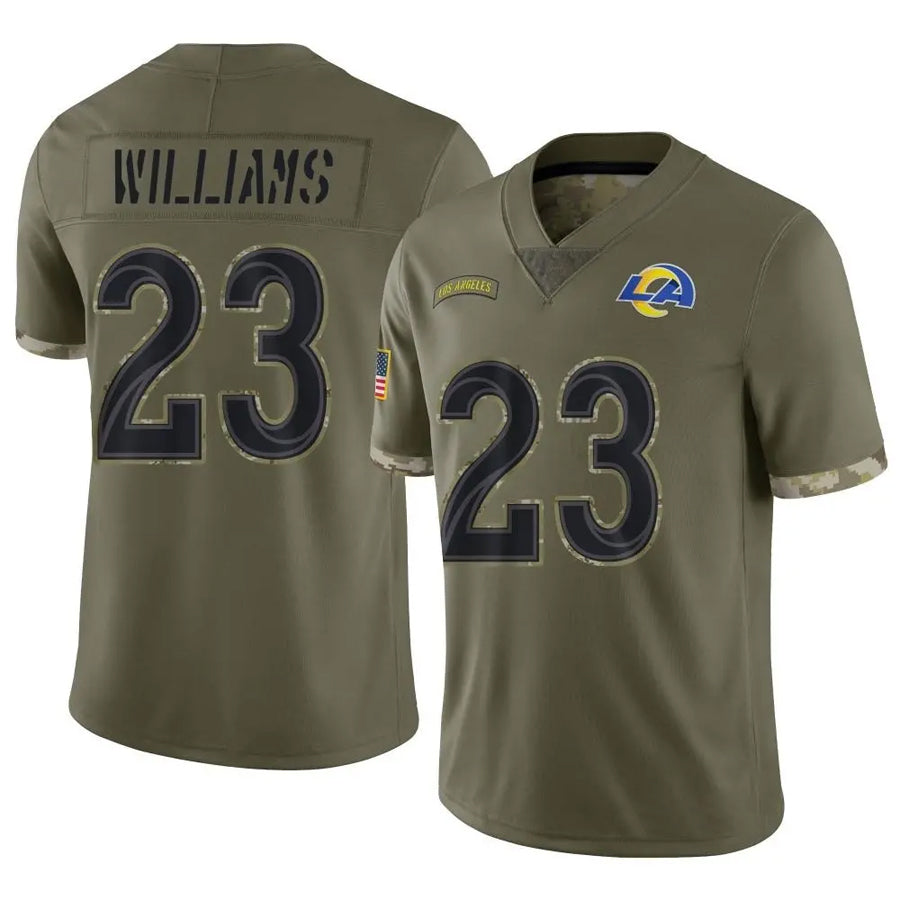 Fenge LA.Rams #23 Kyren Williams Player Salute To Service Olive Stitched Jerseys