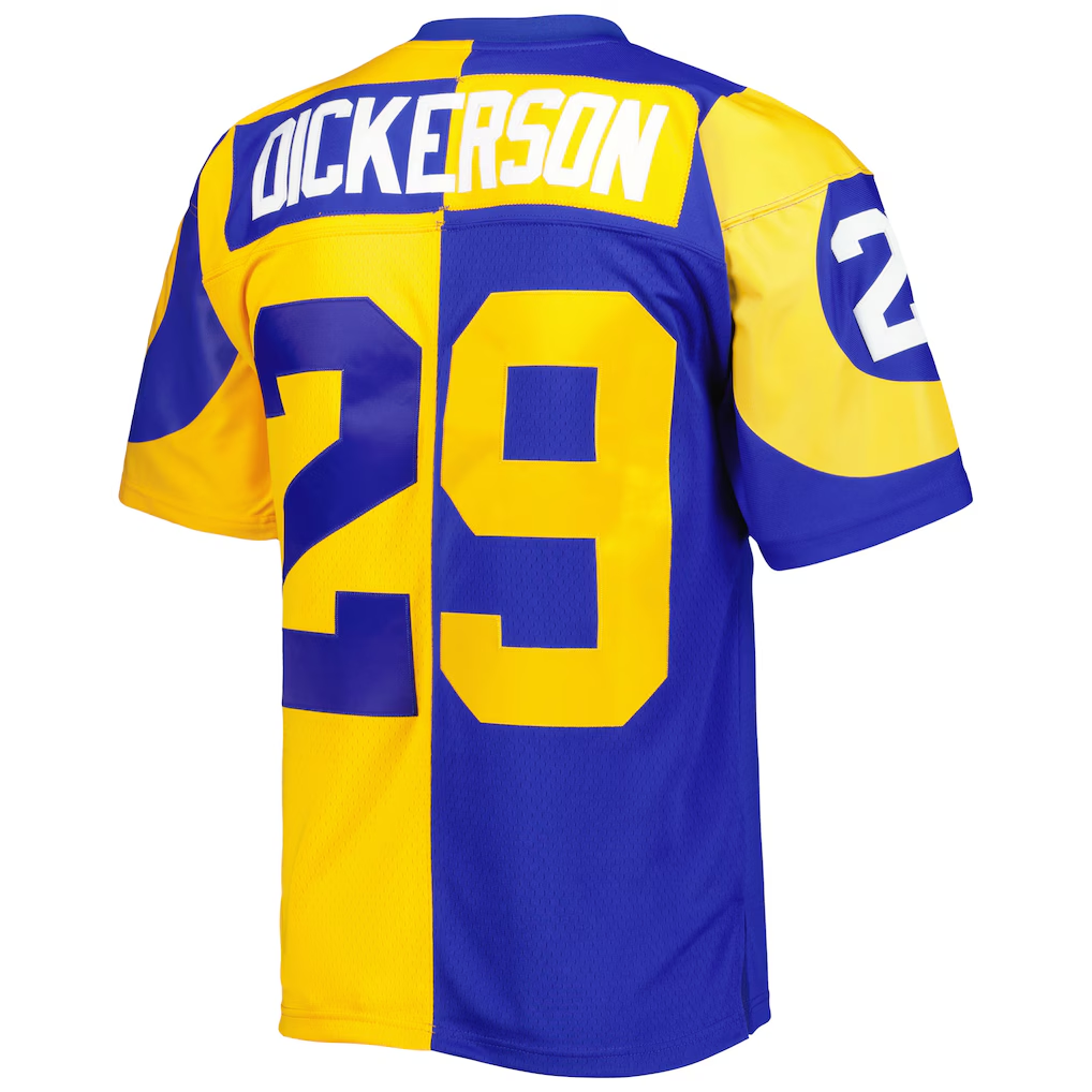Fenge LA.Rams #29 Eric Dickerson Mitchell & Ness RoyalGold 1984 Split Legacy Replica Jersey