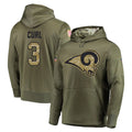 Fenge LA.Rams #3 Kam Curl Player Olive Salute to Service Pullover Hoodies Home Game Stitched Jerseys