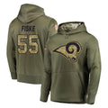 Fenge LA.Rams #55 Braden Fiske Player Olive Salute to Service Pullover Hoodies Home Game Stitched Jerseys