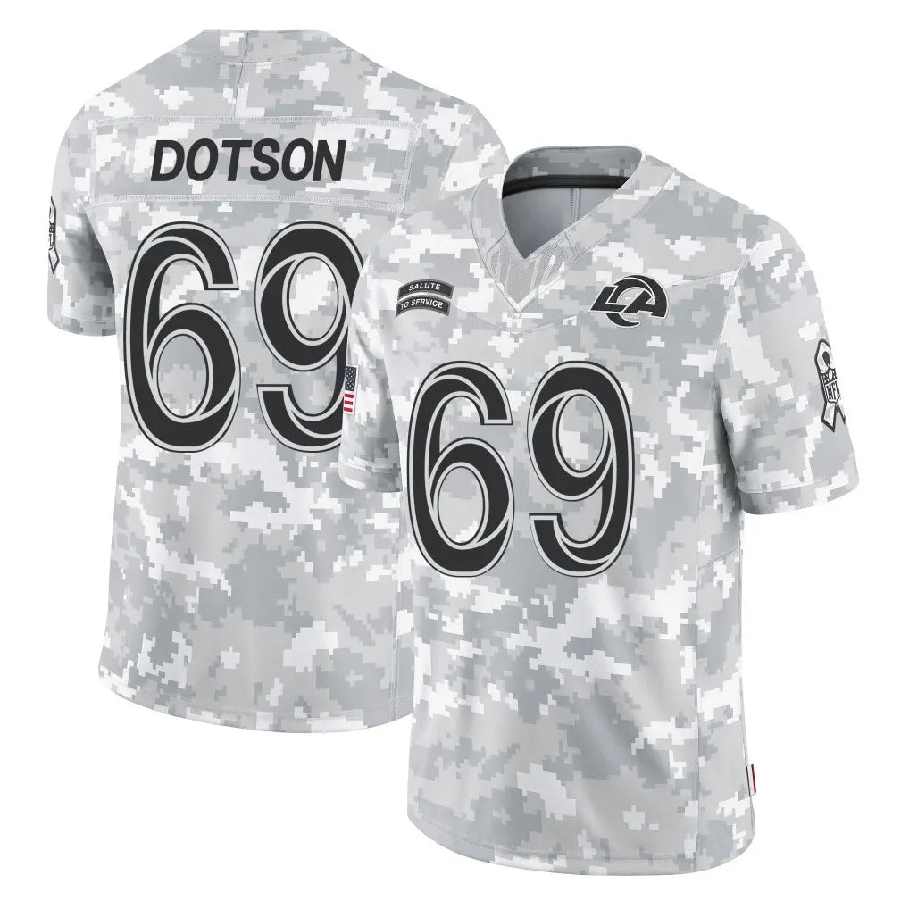 Fenge LA.Rams #69 Kevin Dotson Player Arctic Camo Salute To Service Limited Game Stitched Jerseys