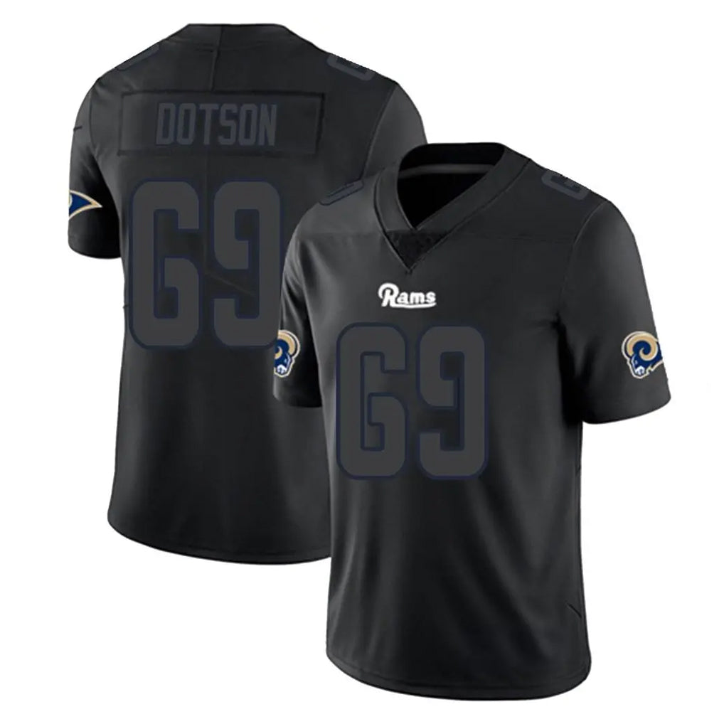 Fenge LA.Rams #69 Kevin Dotson Player Black Impact Limited Home Game Stitched Jerseys