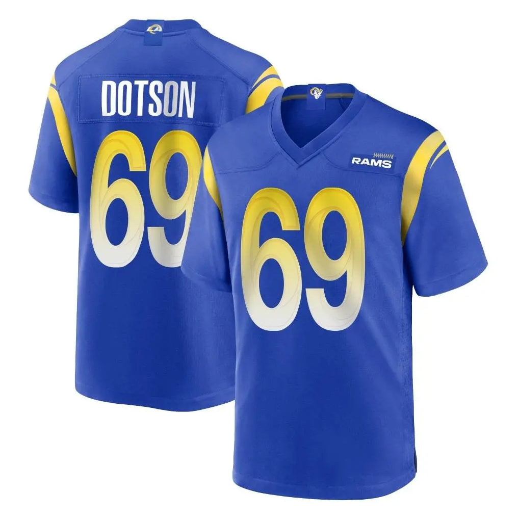 Fenge LA.Rams #69 Kevin Dotson Player Royal Home Game Stitched Jerseys