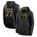 Fenge LA.Rams #77 Alaric Jackson Player Black Salute to Service Hoodies Limited Game Stitched Jerseys