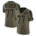 Fenge LA.Rams #77 Alaric Jackson Player Olive Salute To Service Limited Game Stitched Jerseys