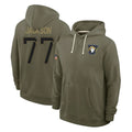 Fenge LA.Rams #77 Alaric Jackson Player Olive Salute to Service Pullover Hoodies Limited Stitched Jerseys