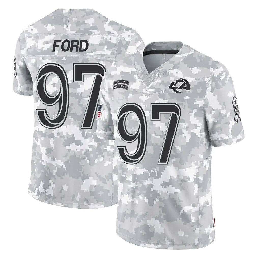 Fenge LA.Rams #97 Poona Ford Player Arctic Camo Salute To Service Limited Game Stitched Jerseys