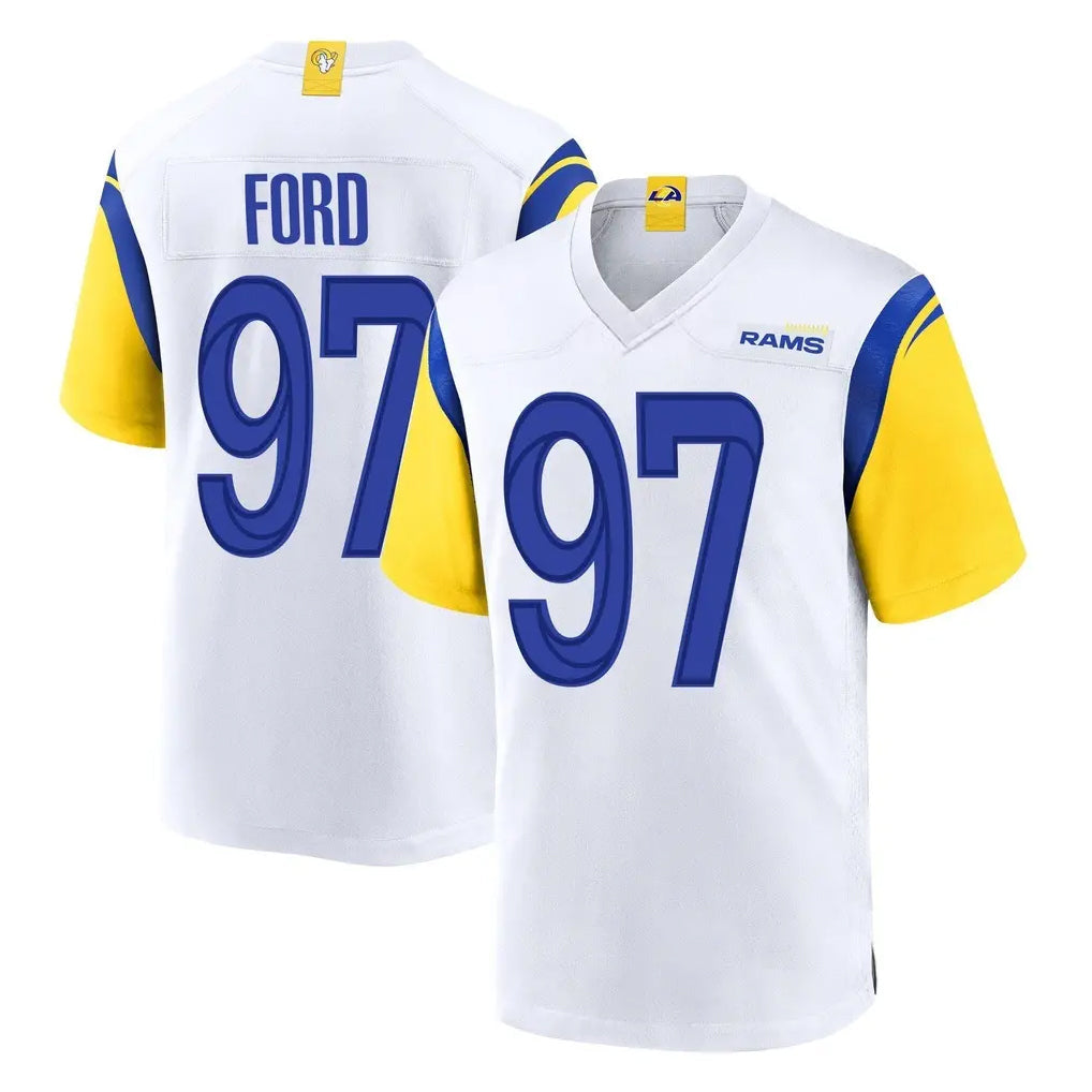 Fenge LA.Rams #97 Poona Ford Player White Home Game Stitched Jerseys