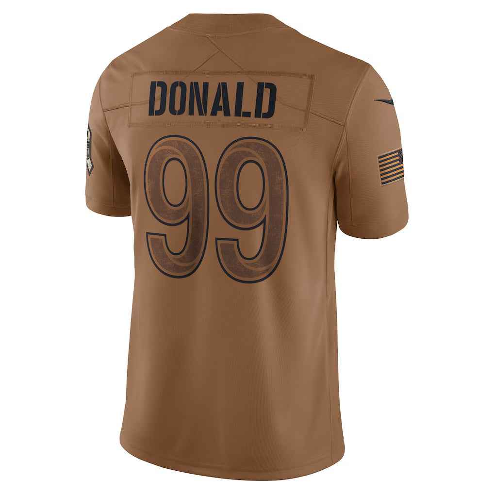 Fenge LA.Rams #99 Aaron Donald Brown Salute To Service Limited Jersey Stitched Jerseys