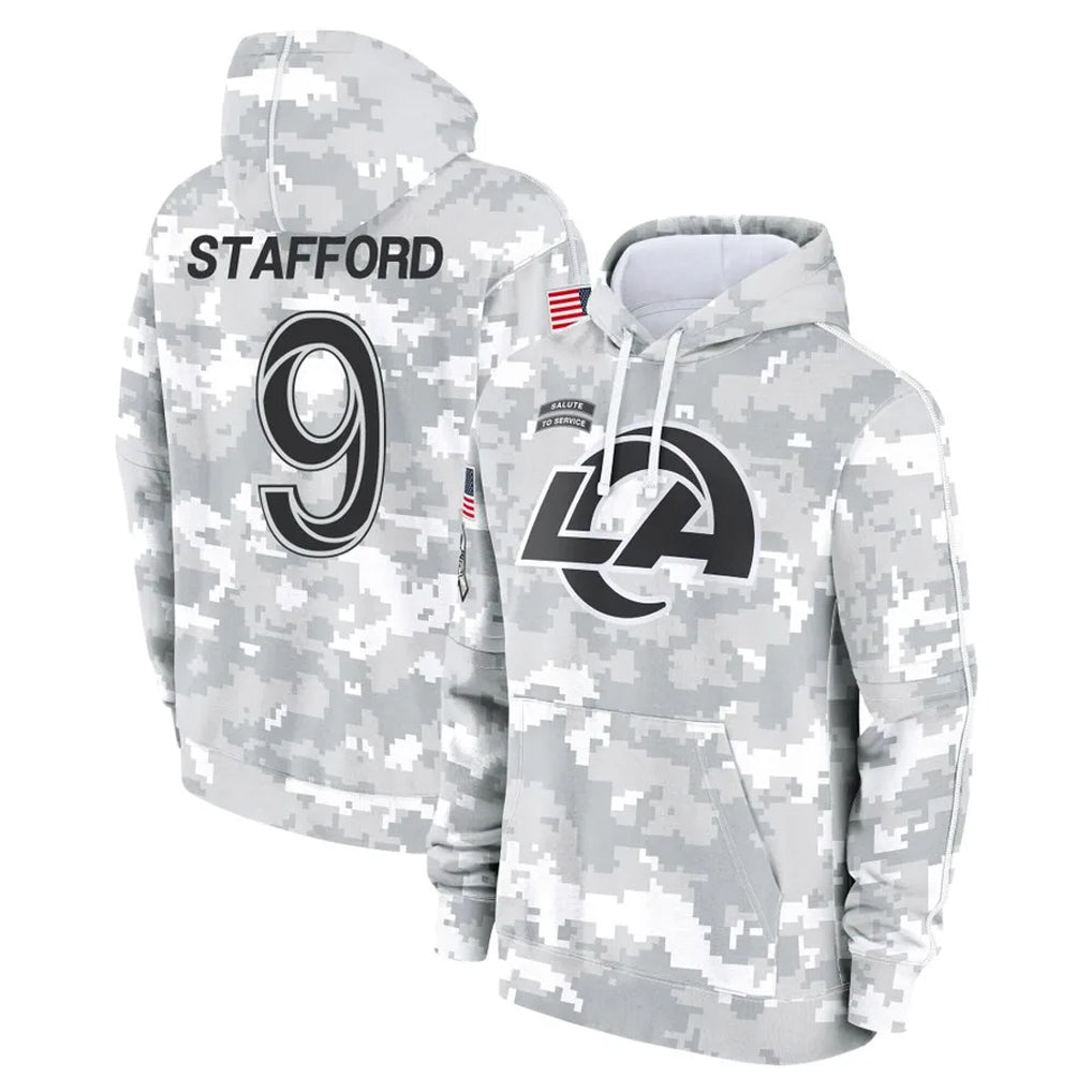 Fenge LA.Rams #9 Matthew Stafford Player Arctic Camo Salute to Service Hoodies Limited Game Stitched Jerseys