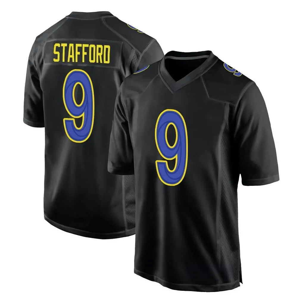Fenge LA.Rams #9 Matthew Stafford Player Black Fashion Limited Home Game Stitched Jerseys