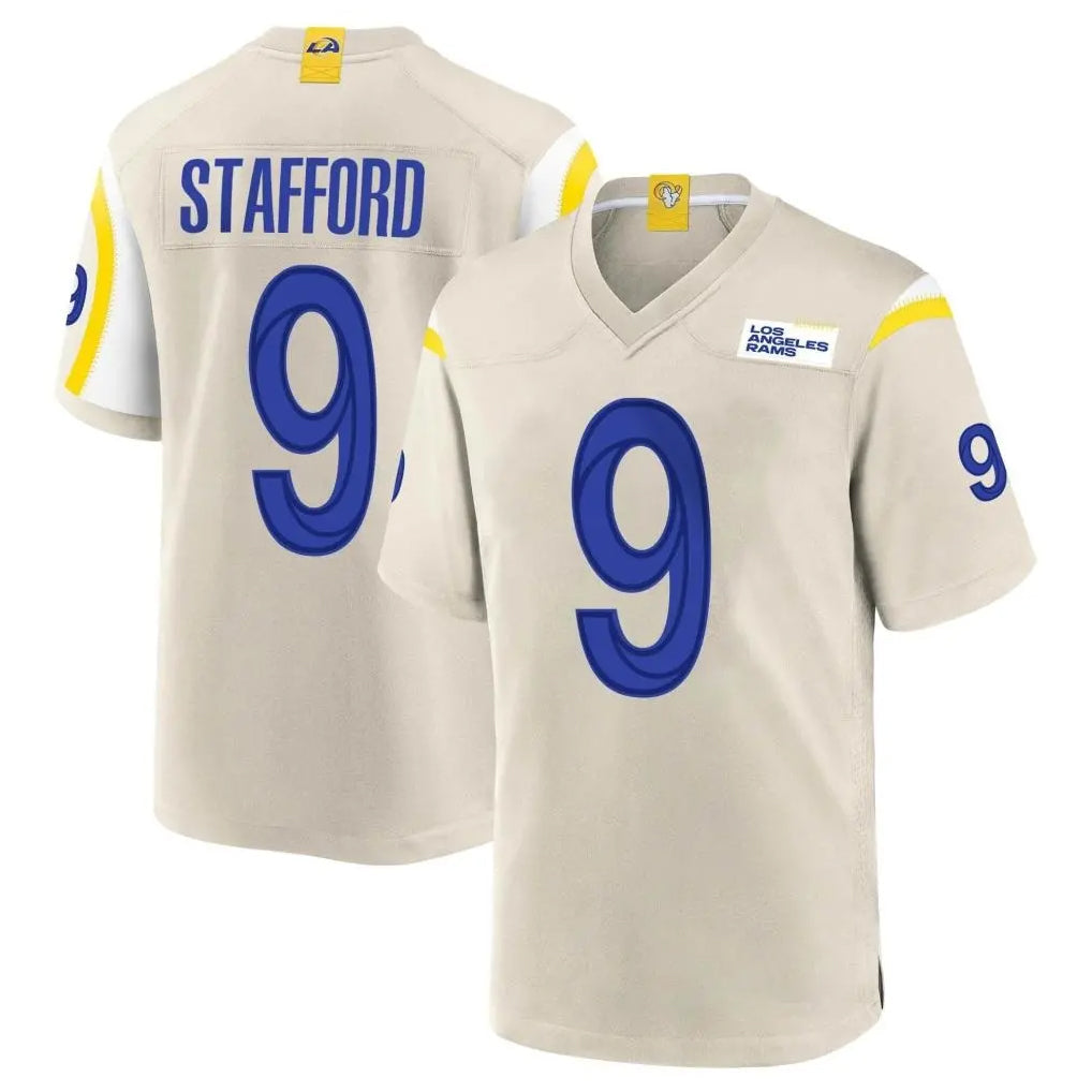 Fenge LA.Rams #9 Matthew Stafford Player Bone Home Game Stitched Jerseys