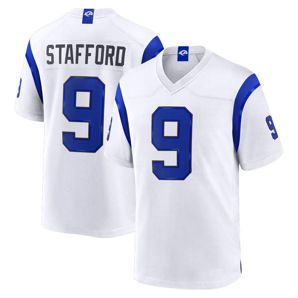 Fenge LA.Rams #9 Matthew Stafford Player Fearsome White Home Game Stitched Jerseys