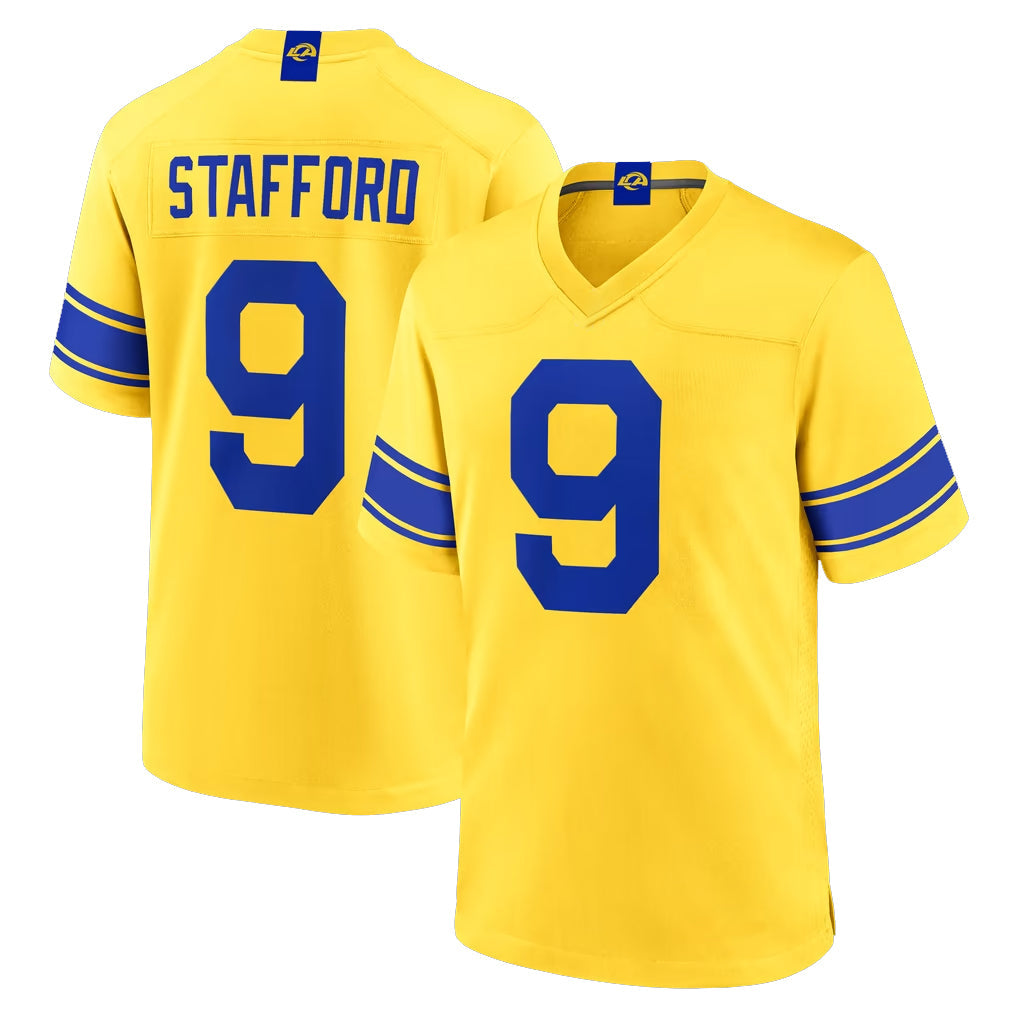 Fenge LA.Rams #9 Matthew Stafford Player Gold Classic Sol Home Game Stitched Jerseys