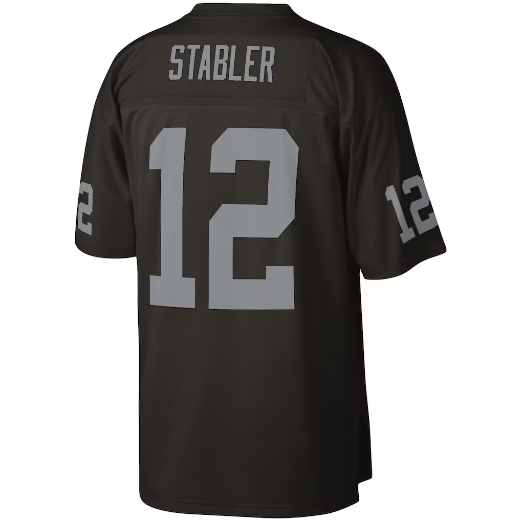 Fenge LV.Raiders #12 Ken Stabler Mitchell & Ness Black Legacy Replica Jersey