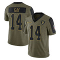 Fenge LV.Raiders #14 Matt Gay Player Olive Salute To Service Limited Game Stitched Jerseys