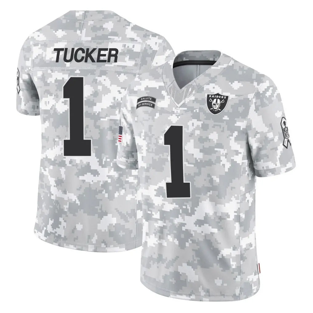 Fenge LV.Raiders #1 Tre Tucker Player Arctic Camo Salute To Service Limited Game Stitched Jerseys