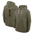 Fenge LV.Raiders #1 Tre Tucker Player Olive Salute to Service Pullover Hoodies Limited Stitched Jerseys