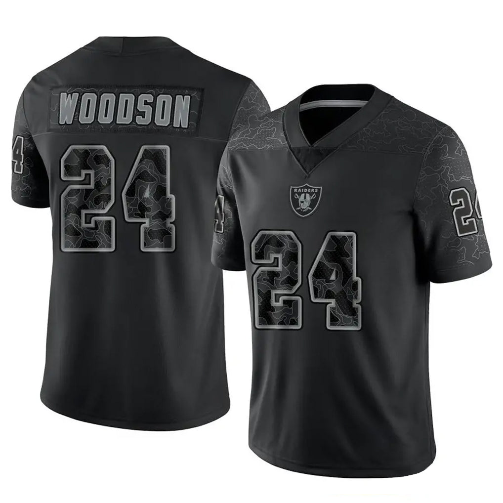 Fenge LV.Raiders #24 Charles Woodson Player RFLCTV Limited Black Stitched Jerseys