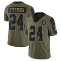 Fenge LV.Raiders #24 Charles Woodson Player Salute To Service Olive Stitched Jerseys