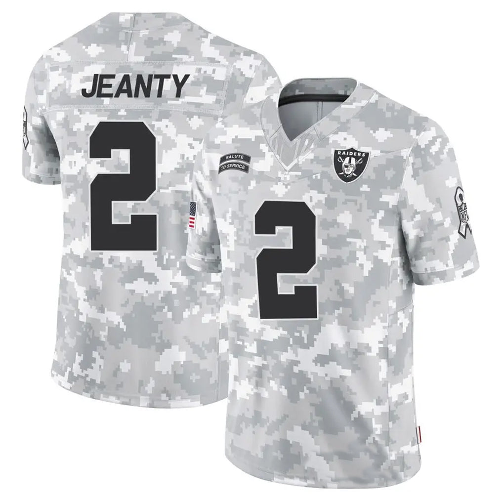 Fenge LV.Raiders #2 Ashton Jeanty Player Arctic Camo Salute to Service Limited  Stitched Jerseys