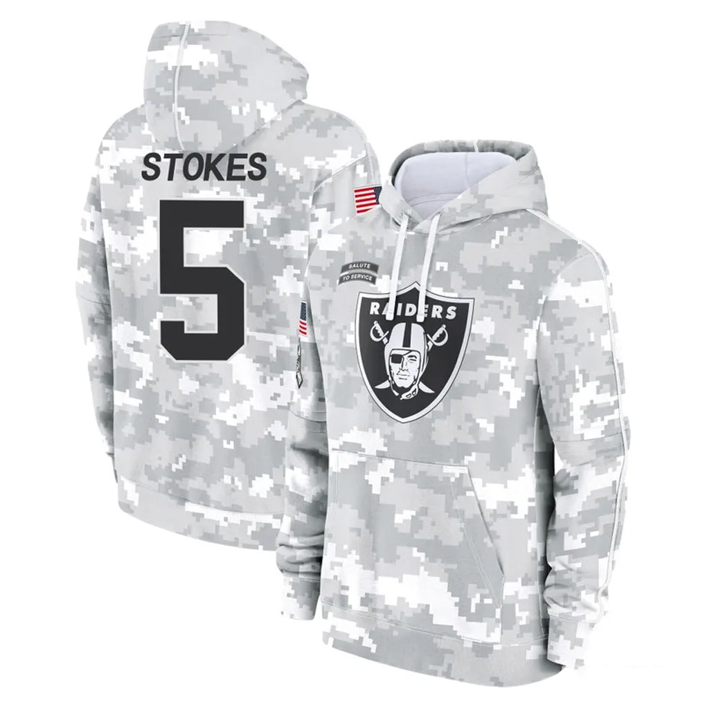 Fenge LV.Raiders #5 Eric Stokes Player Arctic Camo Salute to Service Hoodies Limited Game Stitched Jerseys
