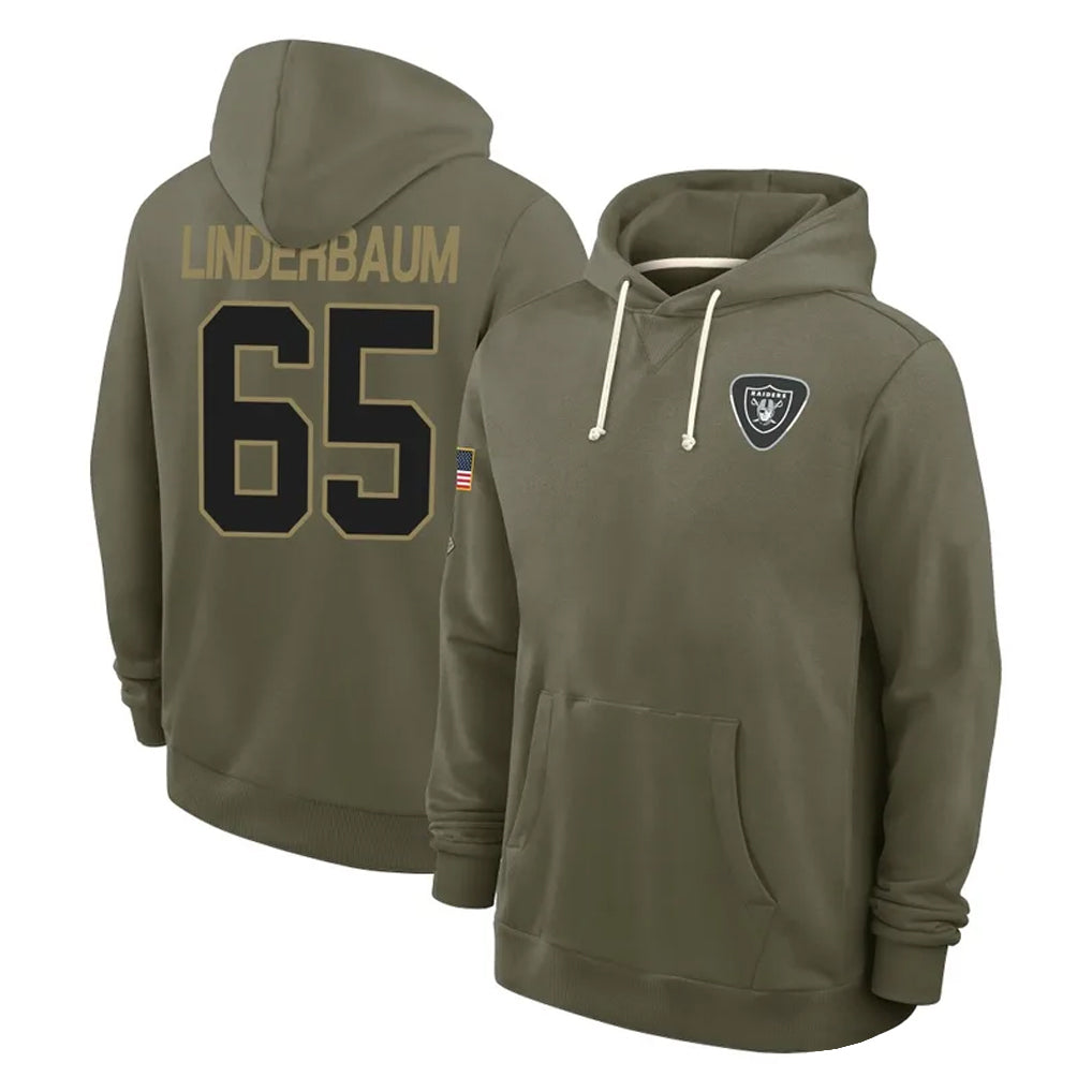 Fenge LV.Raiders #65 Tyler Linderbaum Player Olive Salute to Service Pullover Hoodies Limited Stitched Jerseys