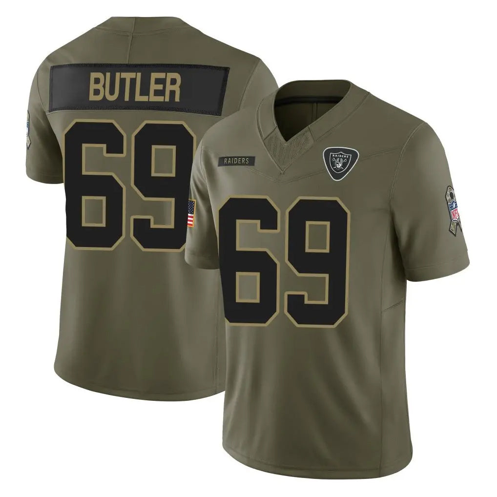 Fenge LV.Raiders #69 Adam Butler Player Olive 2025 Salute To Service Limited Game Stitched Jerseys