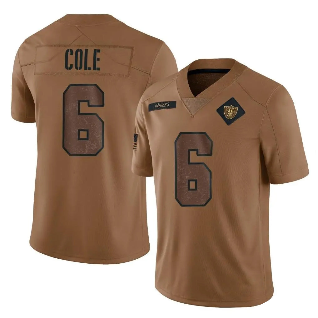 Fenge LV.Raiders #6 A.J. Cole Player Brown Salute To Service Limited Stitched Jerseys