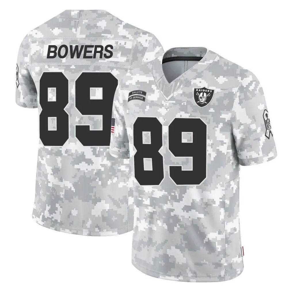 Fenge LV.Raiders #89 Brock Bowers Player Arctic Camo Salute to Service Limited  Stitched Jerseys