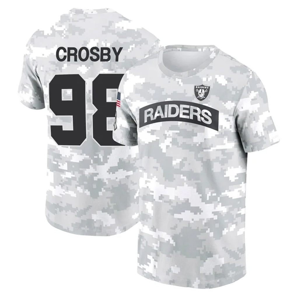 Fenge LV.Raiders #98 Maxx Crosby Player Black Salute to Service T-Shirts Stitched Jerseys